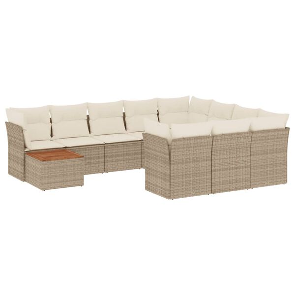 vidaXL Garden Sofa Set Beige Poly Rattan Large Modular Garden Sofa Set
