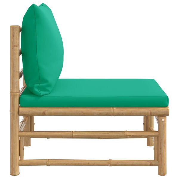 vidaXL Garden Middle Sofa Green, Natural Bamboo