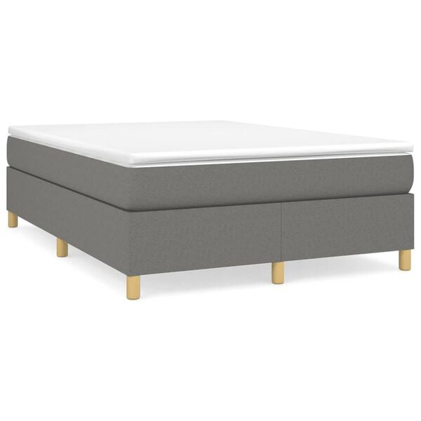 vidaXL Bed Frame Dark Gray 100% polyester fabric, plywood, engineered wood