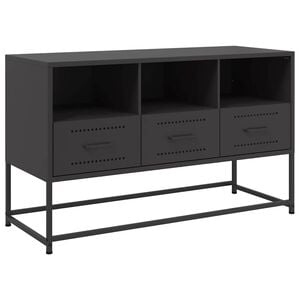 vidaXL TV Cabinet Black Steel Medium TV Cabinet Rectangular
