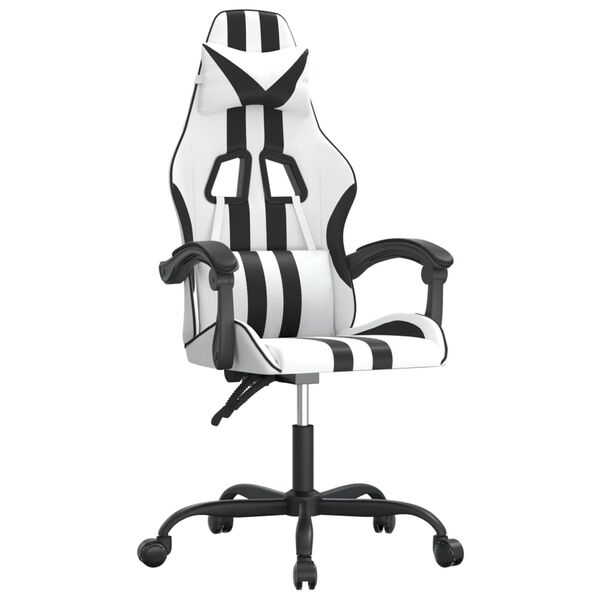 vidaXL Gaming Chair White and Black Faux Leather