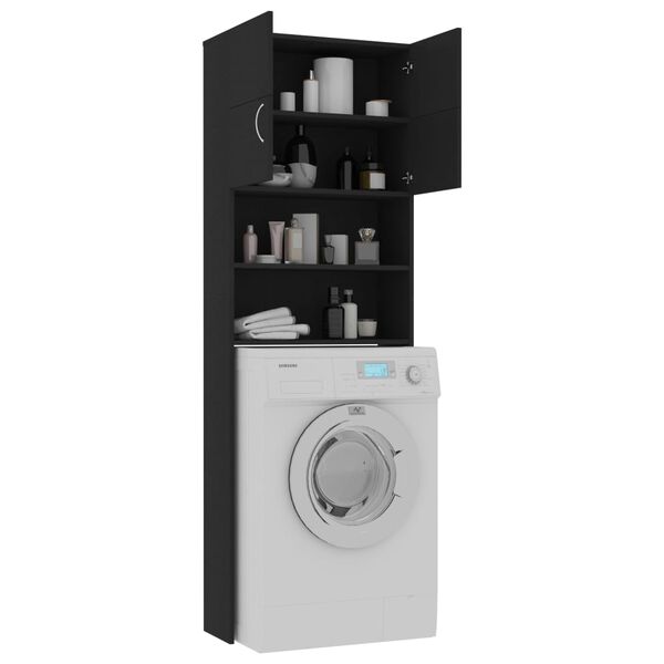 vidaXL Washing Machine Cabinet Black 25.2"x10"x74.8" Engineered Wood