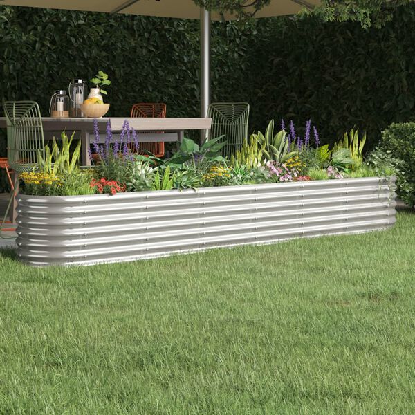 vidaXL Garden Raised Bed Silver Powder-coated steel Large Durable
