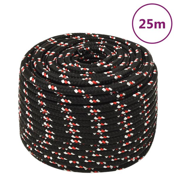 vidaXL Boat Rope Black 0.47 " 82.0 ' Polypropylene