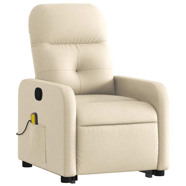 vidaXL Stand Up Massage Recliner Chair Cream Polyester, Metal, Plywood