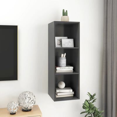 vidaXL Wall-mounted TV Cabinet Gray 14.6"x14.6"x42.1" Engineered Wood