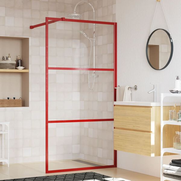 vidaXL Walk-in Shower Wall with Clear ESG Glass Red 39.4"x76.8"