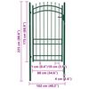 vidaXL Fence Gate with Spikes Steel 40.6x53.0" Green