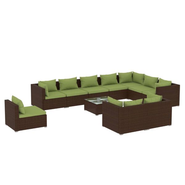 vidaXL Garden Lounge Set Brown, Green