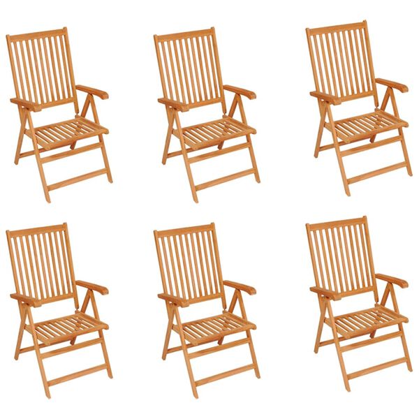 vidaXL Garden Chair Set of 6 Anthracite Solid Teak Wood