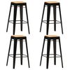 vidaXL Bar Stool Set of 4 Black and brown