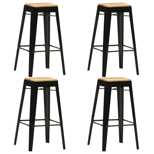 vidaXL Bar Stool Set of 4 Black and brown