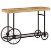 vidaXL Console Table Natural, Black Solid Mango Wood, Powder-Coated Iron