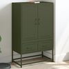 vidaXL Highboard Olive green Cold-rolled steel 26.8x15.4x43.9 in