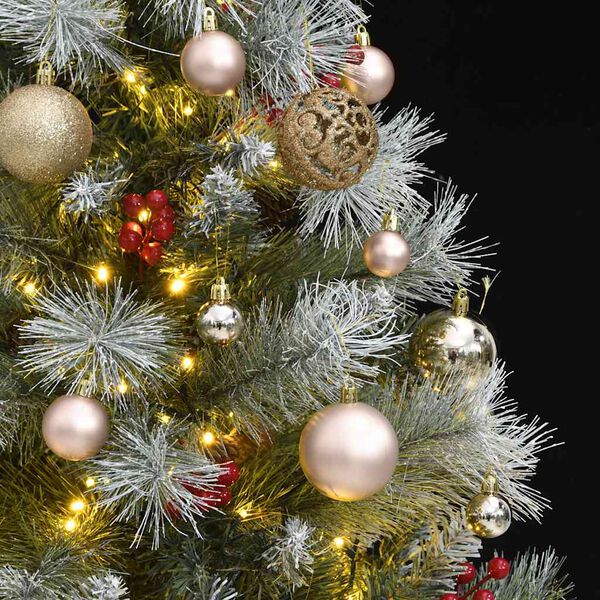 vidaXL Artificial Hinged Christmas Tree 150 LEDs & Ball Set 47.2"