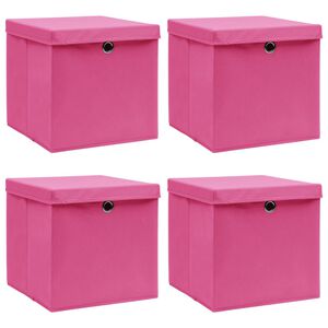 vidaXL Storage Box Set of 4 Pink Non-woven fabric (100% polyester)