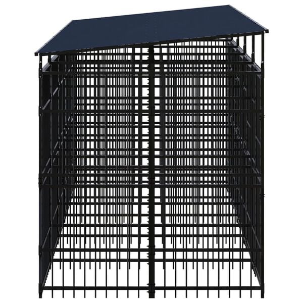 vidaXL Dog Kennel Black Powder-coated steel Large Dog Kennel