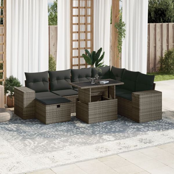 vidaXL Garden Sofa Set Grey with Dark Grey Cushions