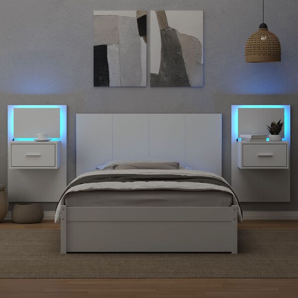 vidaXL Bed Headboard With Cabinet White Engineered Wood 47.2 in