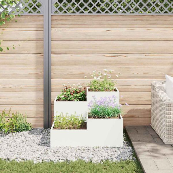 vidaXL Garden Planter White 80 x 80 x 60 cm Steel