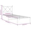 vidaXL Bed Frame White Powder-Coated Steel Twin Bed Frame Rectangular