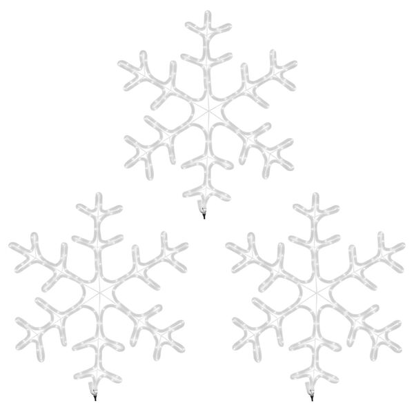 vidaXL Christmas Snowflake Figure Set of 3 Warm White PVC, Steel 23.2 in