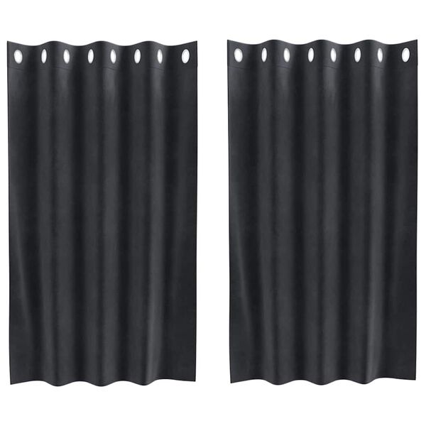 vidaXL Curtains with Curtains 2 pcs Dark gray 55.1" x 55.1" Velvet