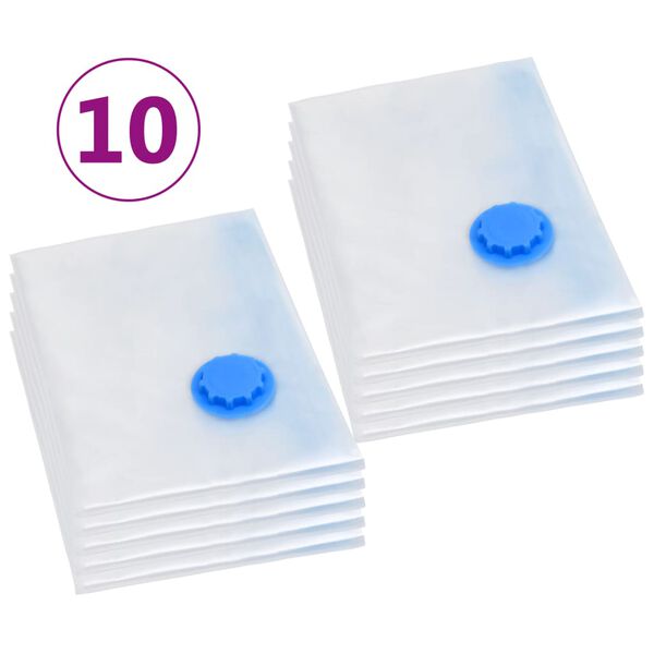 vidaXL Vacuum Travel Bag Set of 10 Transparent and blue Plastic Large