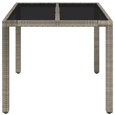 vidaXL Patio Table with Glass Top Gray 35.4"x35.4"x29.5" Poly Rattan