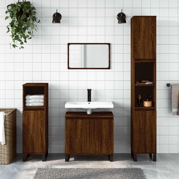 vidaXL Bathroom Cabinet Brown Oak Engineered wood Bathroom Cabinet
