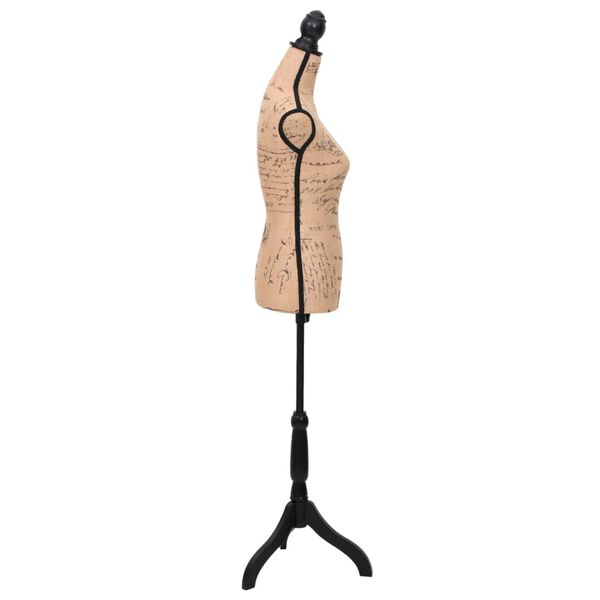 vidaXL Female Mannequin Brown and Black Jute, MDF, Solid Wood, Painted Steel