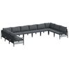 vidaXL Garden Sofa Set with Cushion 10 pcs Black Steel
