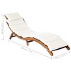 vidaXL Sun Lounger Cream Solid Acacia Wood Standard Foldable