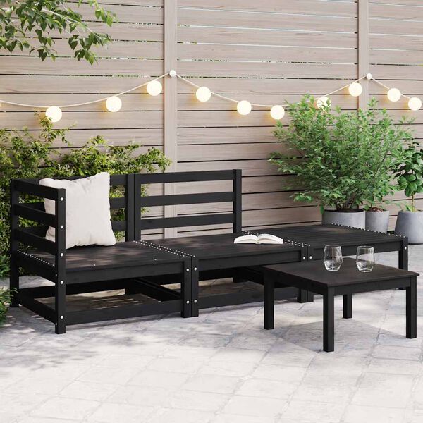 vidaXL Garden Lounge Set Black Solid pinewood Standard Modular