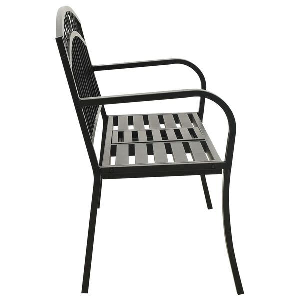 vidaXL Garden Bench With Table Black Powder-coated steel 47.2 in Durable
