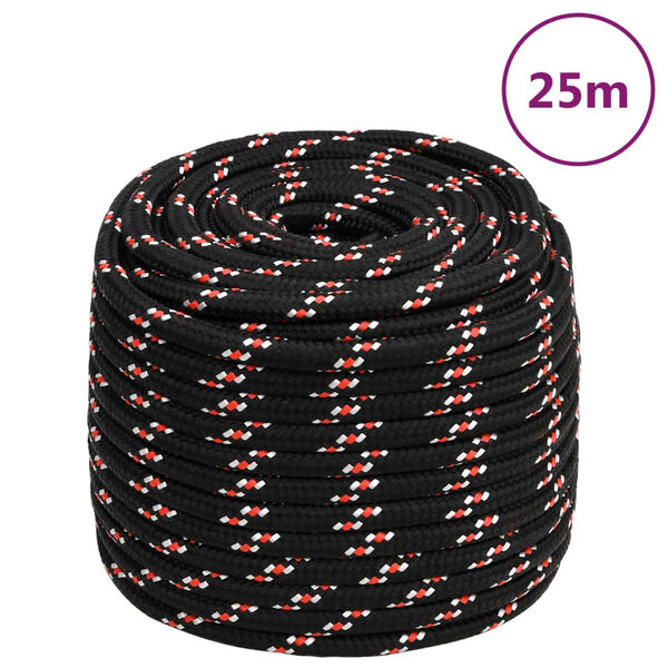 vidaXL Boat Rope Black 0.71 " 82.0 ' Polypropylene