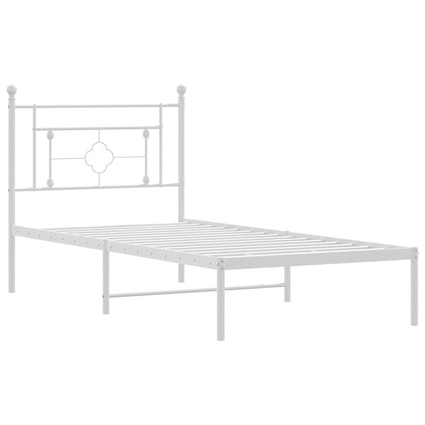vidaXL Bed Frame White Powder-Coated Steel Single Bed Frame