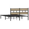vidaXL Bed Frame Black, Sonoma Oak Iron, Engineered Wood Double