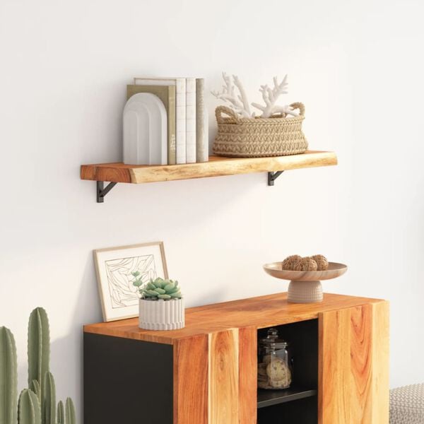 vidaXL Wall Shelf Natural Wood Solid Acacia wood 31.5x11.8x1.5 in