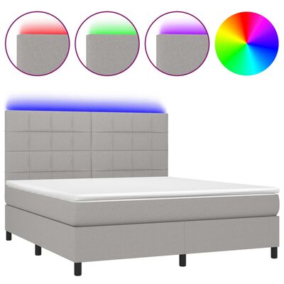 Bemiddelen ingewikkeld emulsie vidaXL Box Spring Bed with Mattress&LED Light Gray King Fabric | vidaXL.com