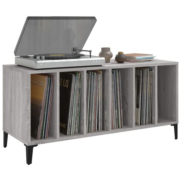 vidaXL Record Cabinet Grey sonoma Engineered wood, metal