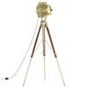 vidaXL Floor Lamp Natural and brass Solid mango wood Large Floor Lamp