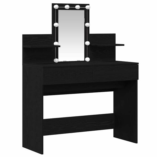 vidaXL Dressing Table with Drawer Black Oak 39.37 x 15.75 x 51.18 in