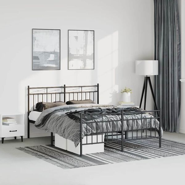 vidaXL Bed Frame Black Powder-coated steel Double Bed Frame