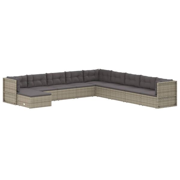 vidaXL Garden Lounge Set Gray PE Rattan and Powder-Coated Steel Large
