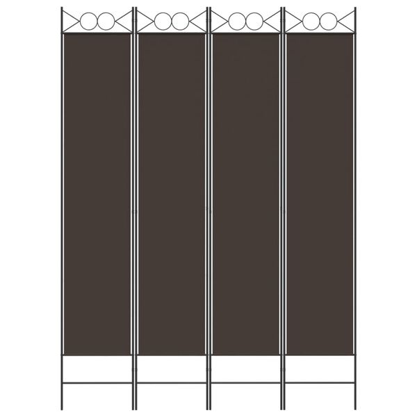 vidaXL 4-Panel Room Divider Brown 63"x86.6" Fabric