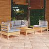 vidaXL Garden Lounge Set Grey Solid Pinewood, Polyester 5 Piece Set