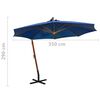 vidaXL Hanging Garden Parasol Azure blue Solid fir wood pole Large