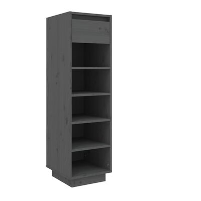 vidaXL Shoe Cabinet Gray 13.4"x11.8"x41.3" Solid Wood Pine