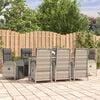 vidaXL Garden Dining Set Gray PE Rattan, Powder-Coated Steel, Tempered Glass